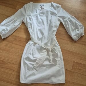 New York & Company White Long Sleeve Dress
